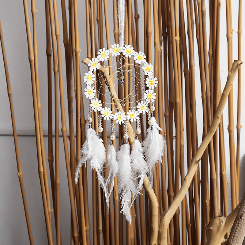 Picture of Girly Heart White Love Dream Catcher Sweet Love Dream Catcher Aerial Pendant Opening Decoration Creative Pendant