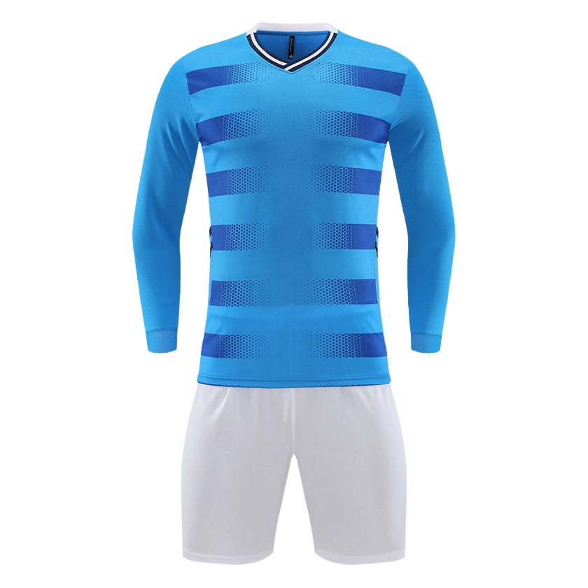 New Football Uniform Suit for Men with Printable Large Size Long-Sleeved Adult and Children's Football Uniform Training Uniform Team Uniform Sportswear