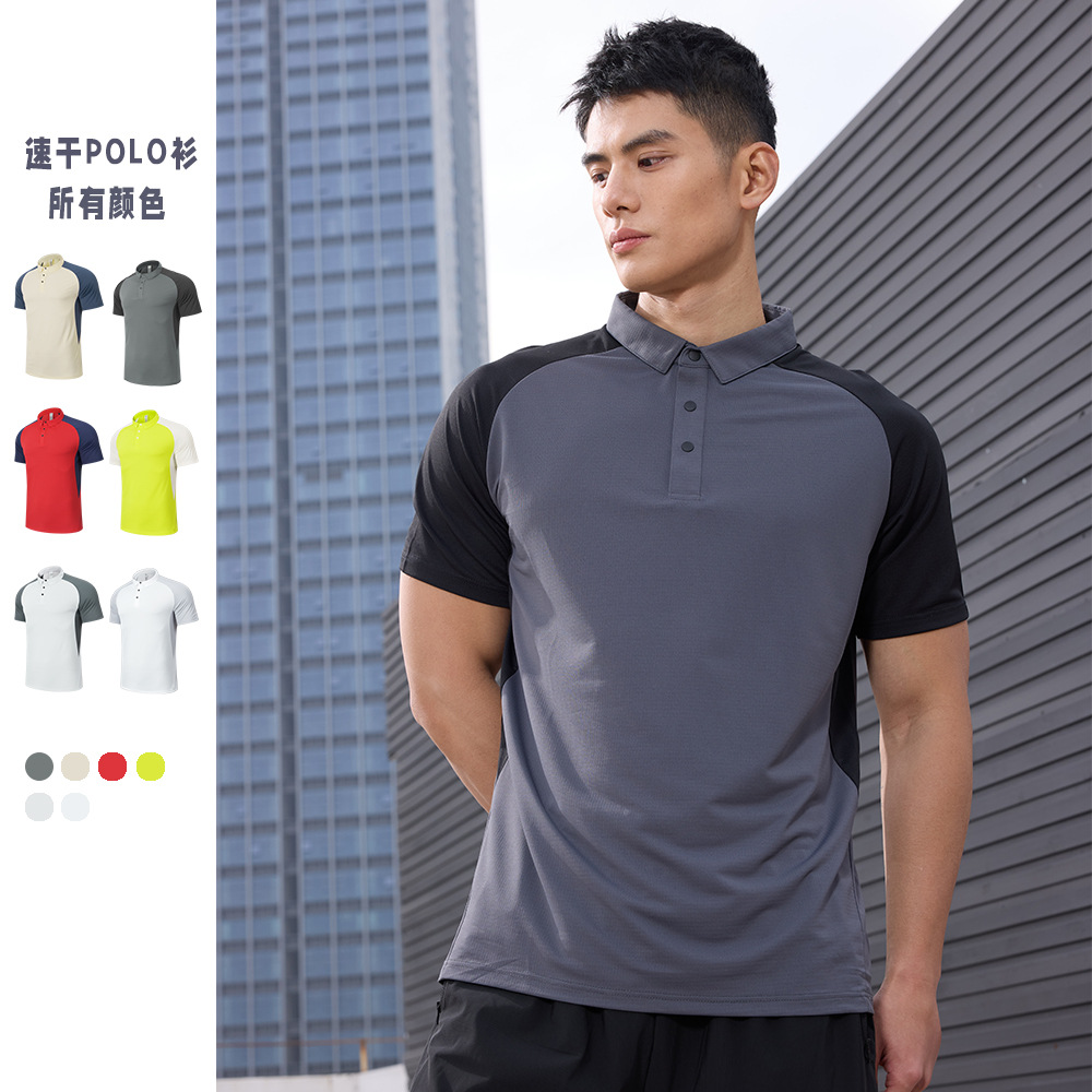 2025 New Outdoor Quick-drying Short-sleeved Sports Polo Shirt Laps Fashion Button Half-open Casual T-shirt European Size