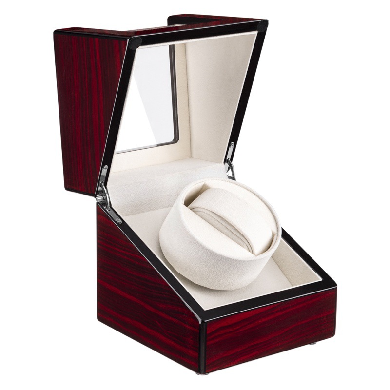 Watch Shaker Red Wood Grain Single Watch Shaker High Gloss Paint Automatic Winding Watch Box Motor Box Watch Shaker