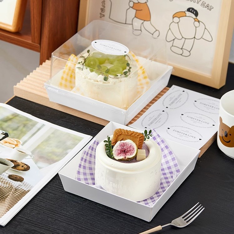 4-inch birthday cake packaging box 5-inch Basque tiramisu transparent disposable baking dessert packaging box