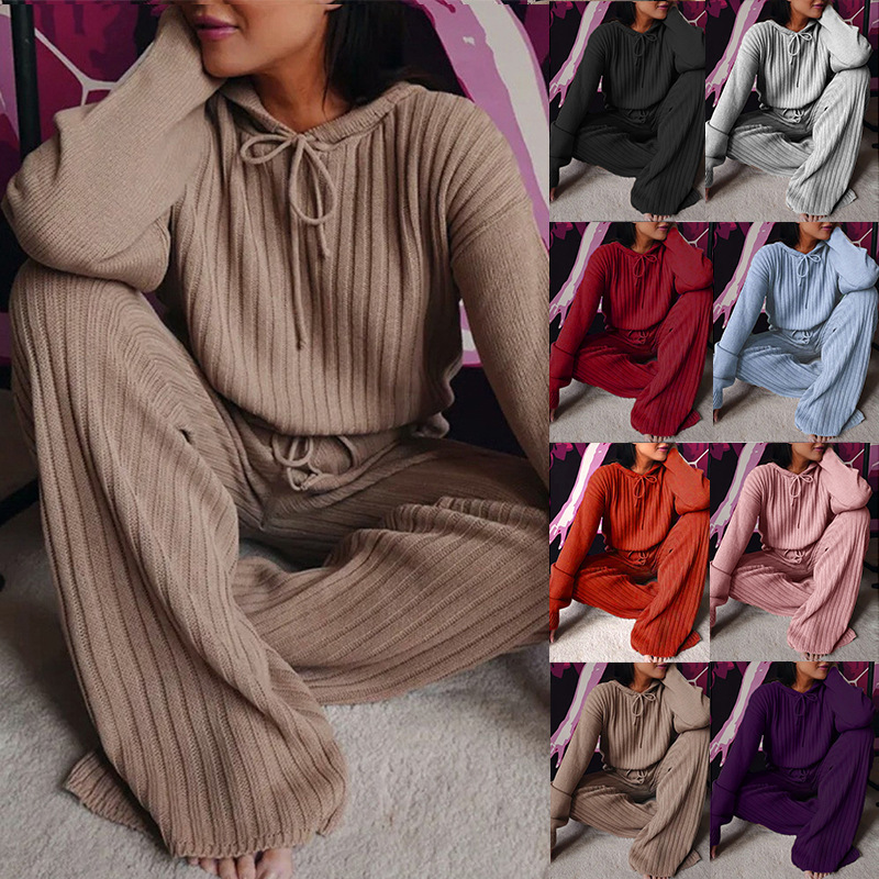 Amazon Cross-Border European and American Clothing 2024 Spring and Autum Long-Sleeved Loose Hooded Casual Trousers Suit