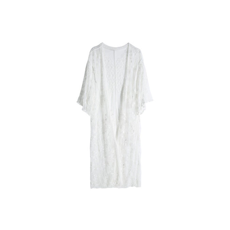 Picture of European and American Cross-border Sunscreen Clothing Women's Summer Seaside Vacation Mid-length Lace Coat Hollow Beach Bikini Blouse