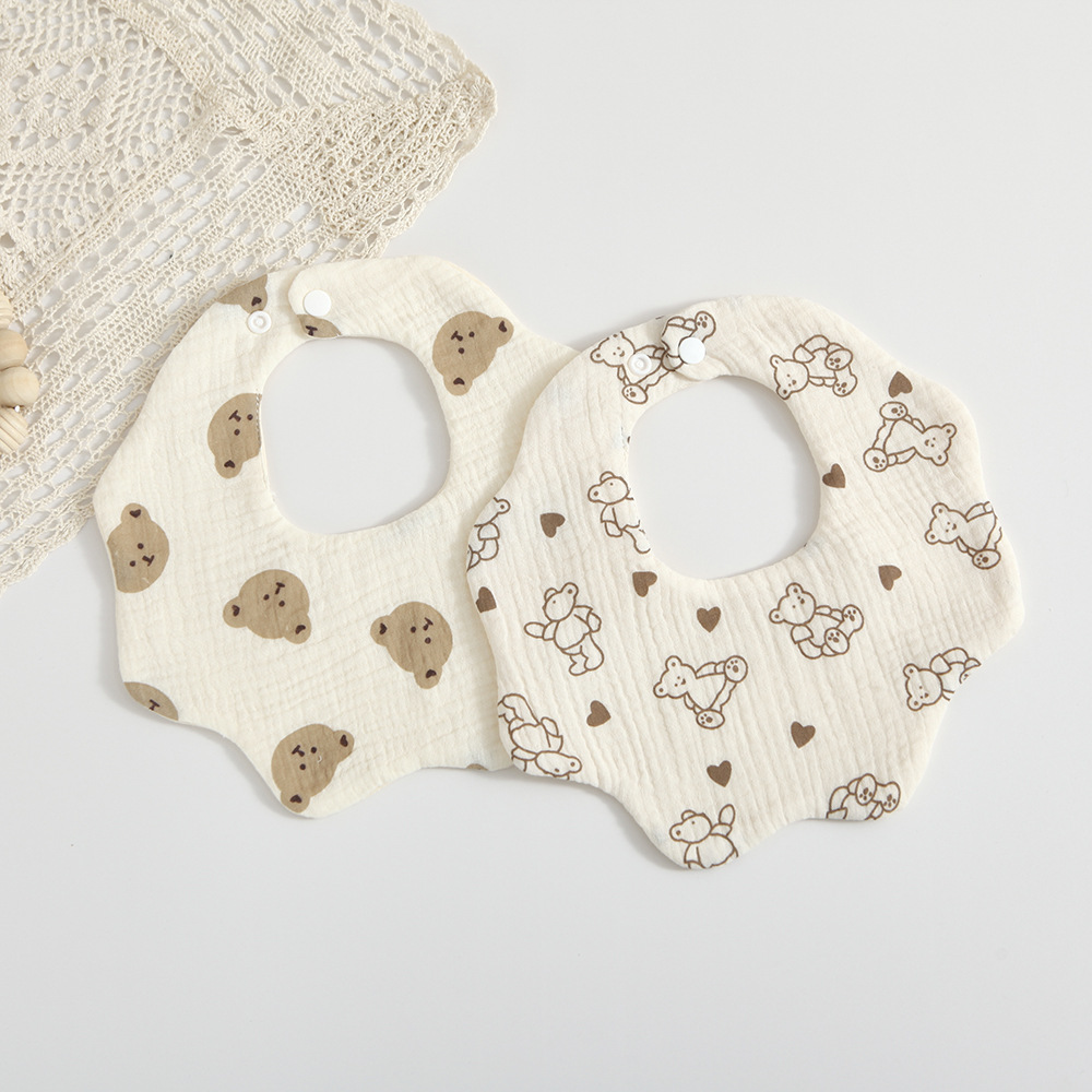 Picture of Han Feng 6-layer cotton gauze petal bib Zou Zou cloth saliva towel 360 degree newborn bib baby anti-spitting milk towel