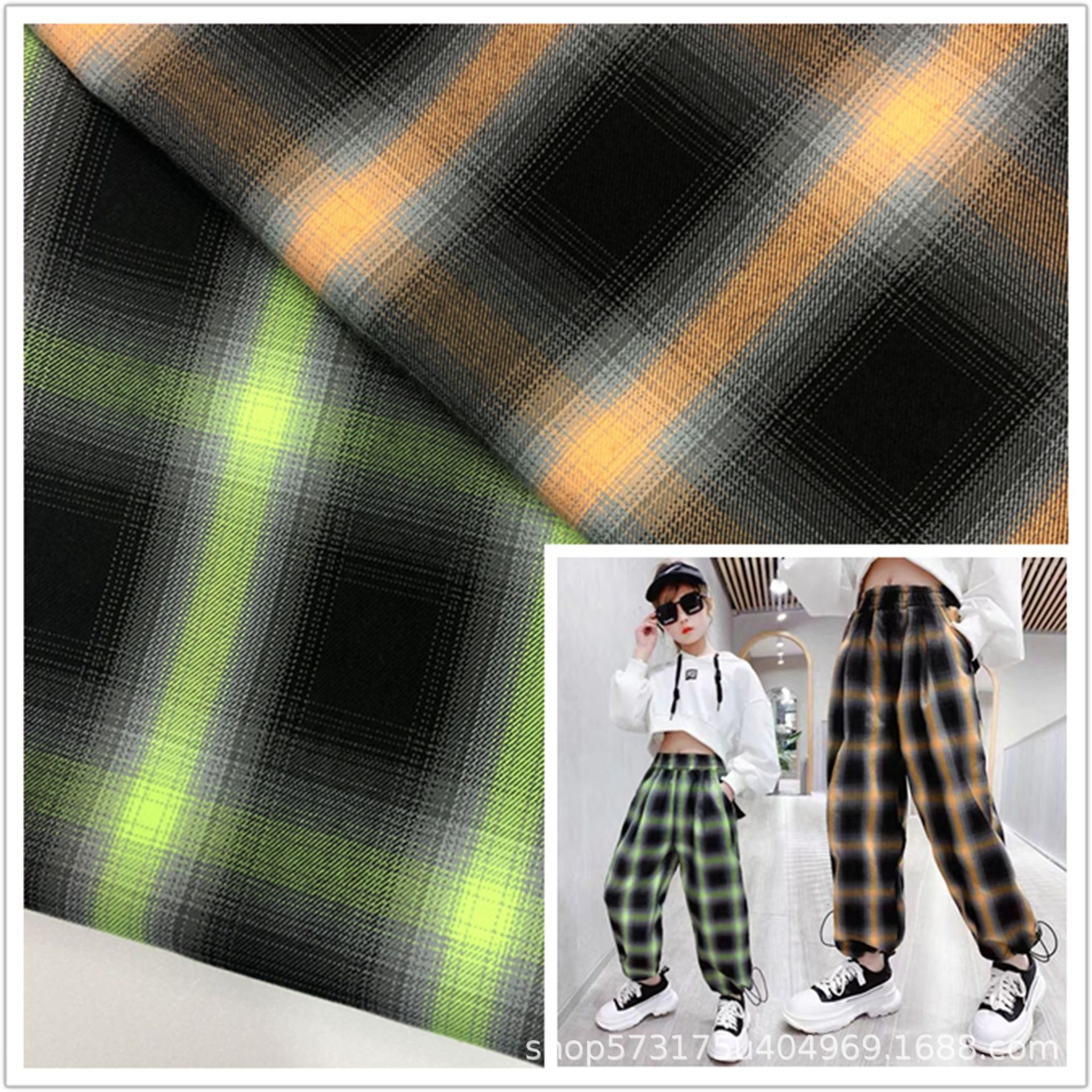 Spring and Summer small suit pants skirt dress luggage fabric polyester woven yarn-dyed plaid