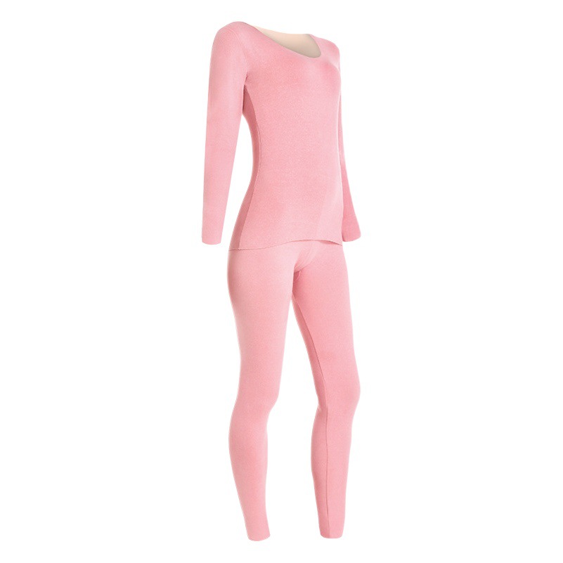 Seamless Thermal Underwear Women's Suit fleece-lined Thickened Top Base Shirt Inner Wear Thin Cold-proof Autumn Clothes Autumn Pants Autumn and Winter