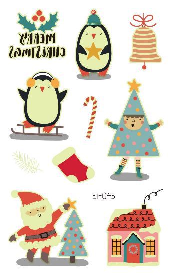 Picture of Cross-border Supply Waterproof Luminous Christmas tattoo Sticker Cartoon Snowman Party Children tattoo Sticker
