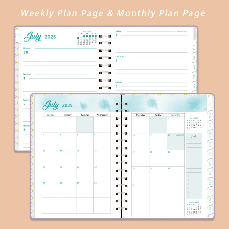 Picture of Weekly Planner A5 Notebook Diary Schedule Book Leather Notepad Spiral Notebook Self-Discipline Check-In Book Business