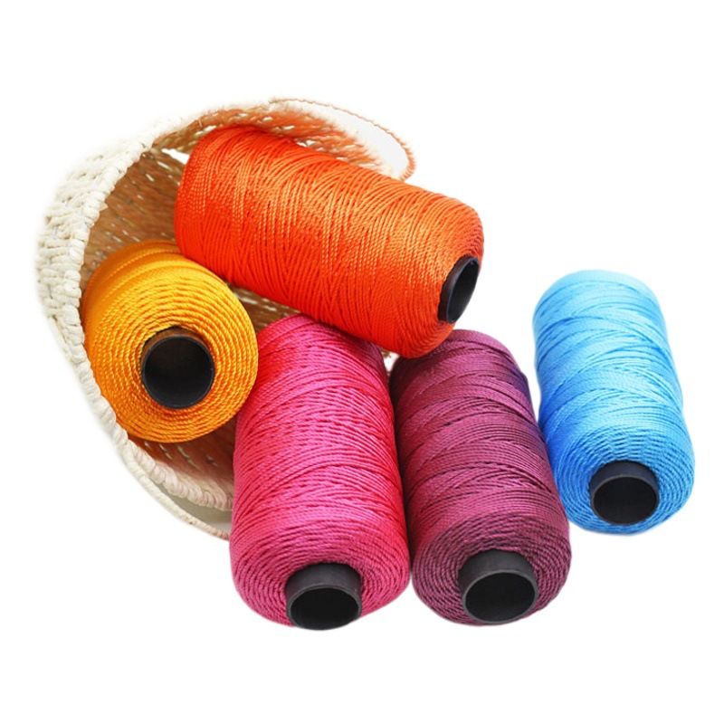 Ice silk thread three-stranded thread hand-woven crochet hook Slipper hook bag hat cup set bright silk car cushion thread