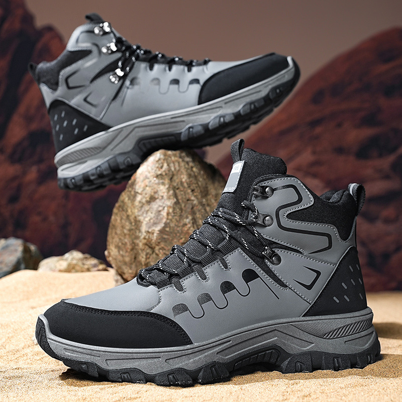 Men's Shoes Winter New Sports Outdoor Leisure Mountaineering Work Shoes Men's Thick-Soled Non-Slip Wear-Resistant Mid-Tube Labor Protection Shoes