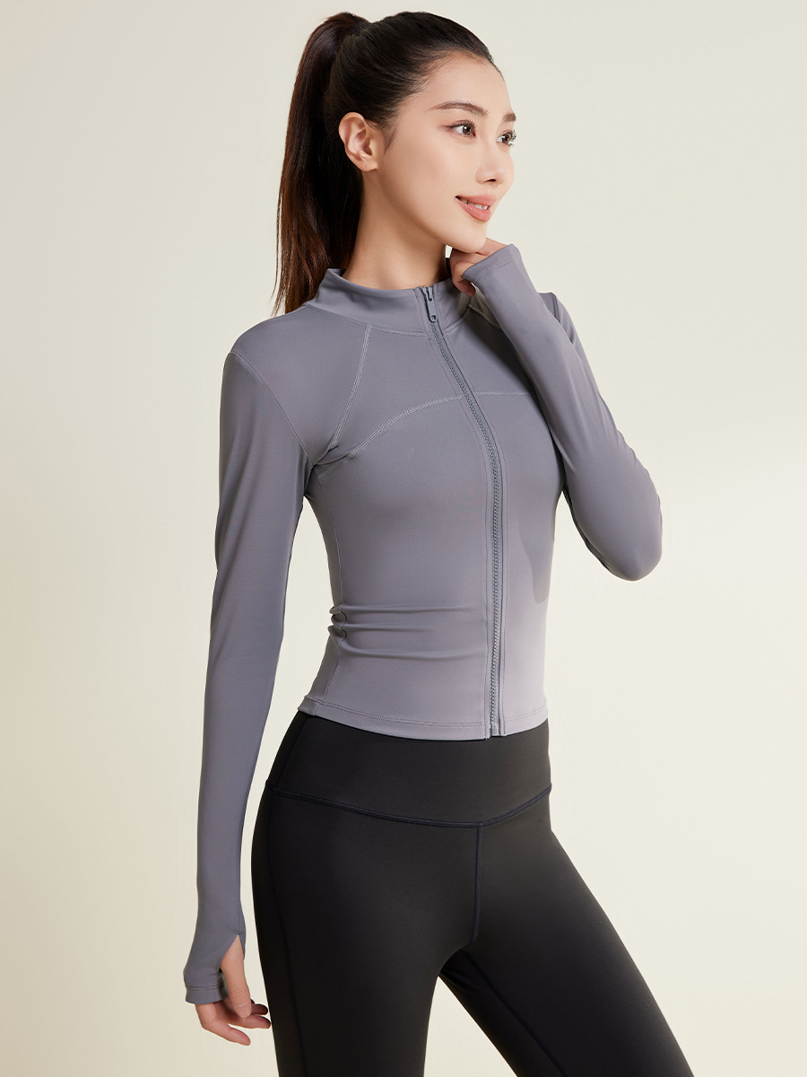 Picture of Juyitang Patchwork Yoga Jacket, Breathable Anti-Uv Fitness Clothing, Slimming and Light Sun Protection Clothing