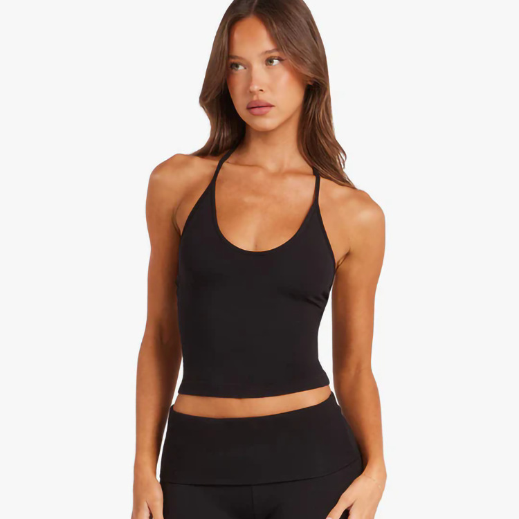 New Style Strap Hanging Neck Beautiful Back Yoga Vest with Chest Pad Casual Tight Sports Quick-drying Fitness Top Sexy Women