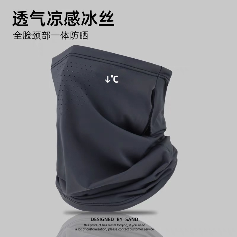 Takeaway Rider Sun Protection Mask for Men, New Anti-Uv Summer Ice Silk Ear-Hanging Veil, Neck Protection, One-Piece Neck Scarf for Women