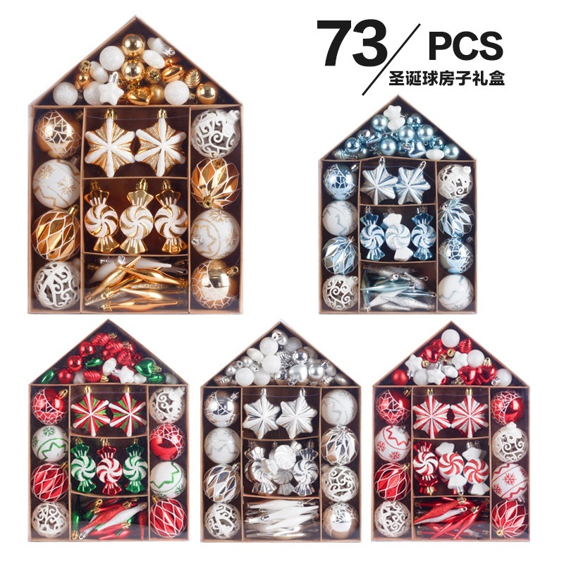 Picture of Cross-border New Christmas Decorations House Painted Christmas Ball suit Gift Bag Christmas Tree Pendant