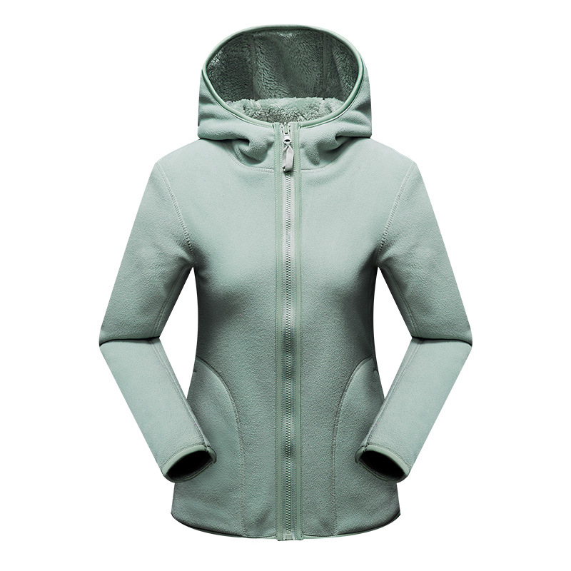 Autumn and winter outdoor fleece coat for men and women couple thickened warm double-sided polar fleece top women's coat hooded fashion