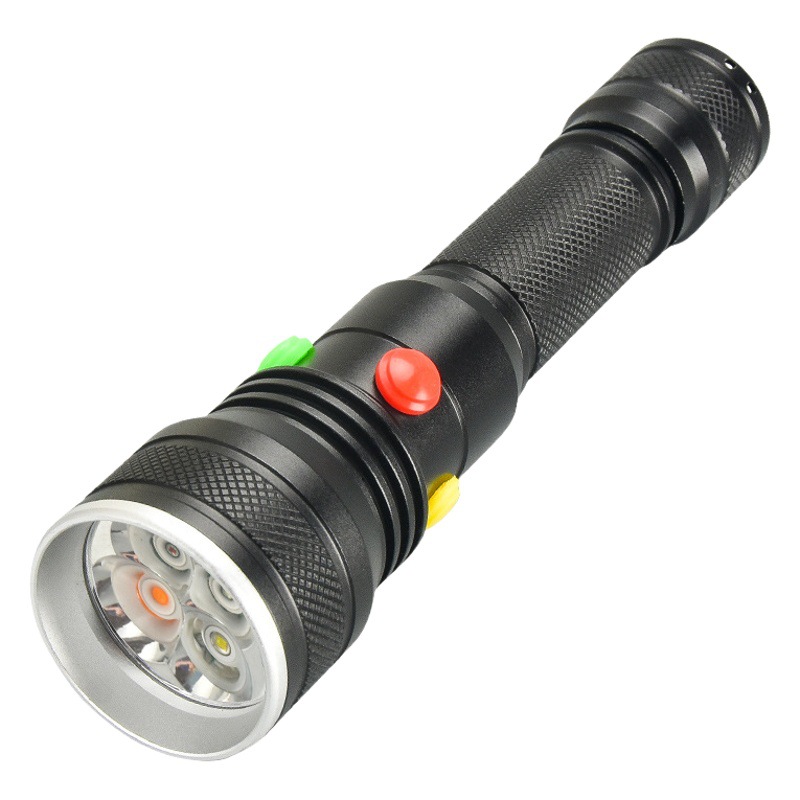 Cross-border railway signal light flashlight three-color led with magnet strong light USB charging red White green yellow four light sources
