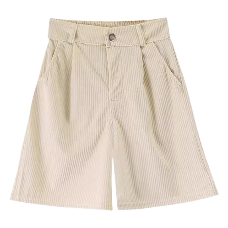 2023 Autumn and Winter New Corduroy Shorts Women's High Waist Slimming Wide Leg Pants Korean Style Outer Wear Small Chanel Style Boots Pants