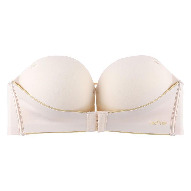 Front Buckle Strapless Underwear Women's Wave Chest Small Chest Push-up Large Non-slip Invisible Top Braceless Half Cup Bra