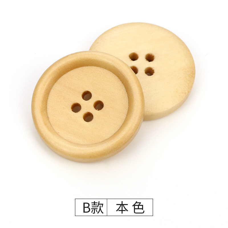 Picture of Cida manufacturers supply wood buttons 9mm -38mm four-eye fine edge buckle sweater round children's DIY accessories