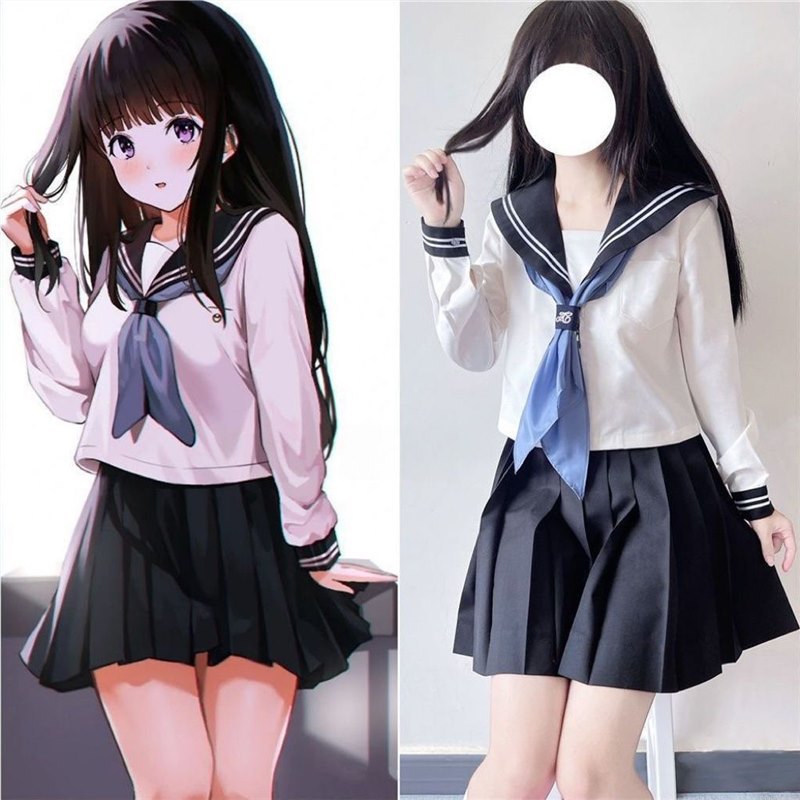 Original JK basic campus cartoon uniform suit white two-book college style school supply sense sailor suit female school uniform