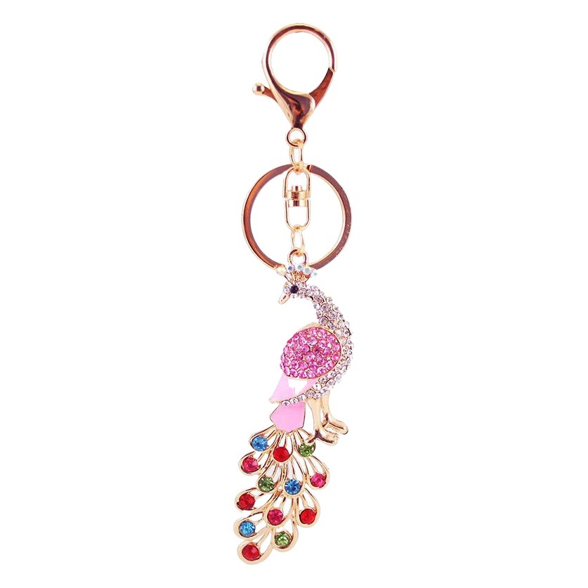 Creative encrusted diamond crafts colorful large diamond Peacock key chain for ladies accessories Phoenix key chain pendant 1241
