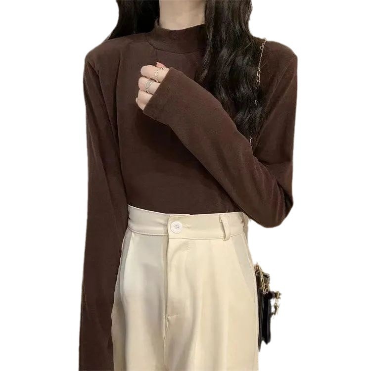 Picture of Double-sided velvet warm bottoming shirt women's autumn and winter Korean version of the latest half-high collar high-end slim-fit top trendy
