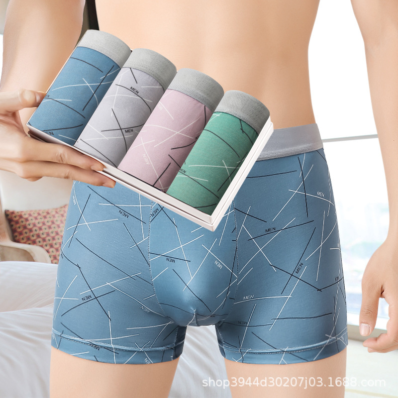 Men's Underwear Inner Crotch Men's Boxer Youth Sports Breathable Mid-Waist plus size Boxer Shores Shake Tone Quick Summer Tide