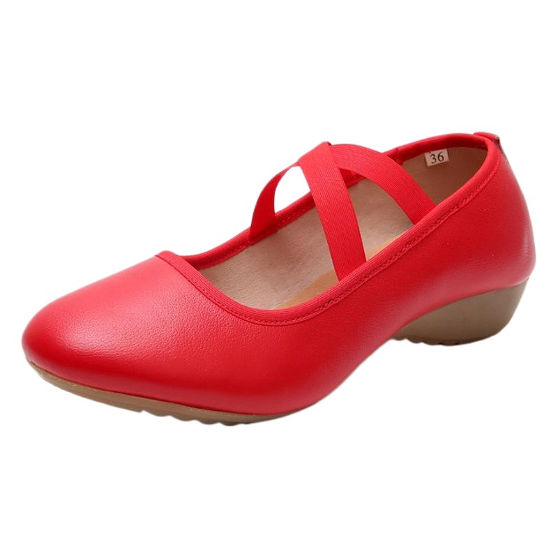 Square dance shoes women's soft-soled leather dance shoes adult dance shoes low heel flat heel ballroom dance shoes