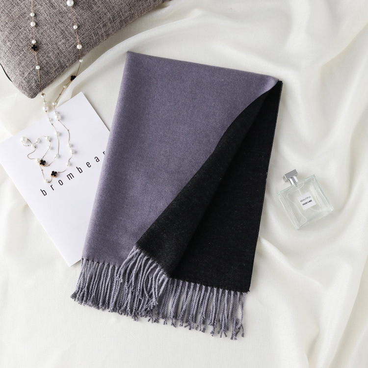 Picture of Korean export autumn and winter new high quality cashmere scarf women's long double-sided color matching shawl warm scarf women
