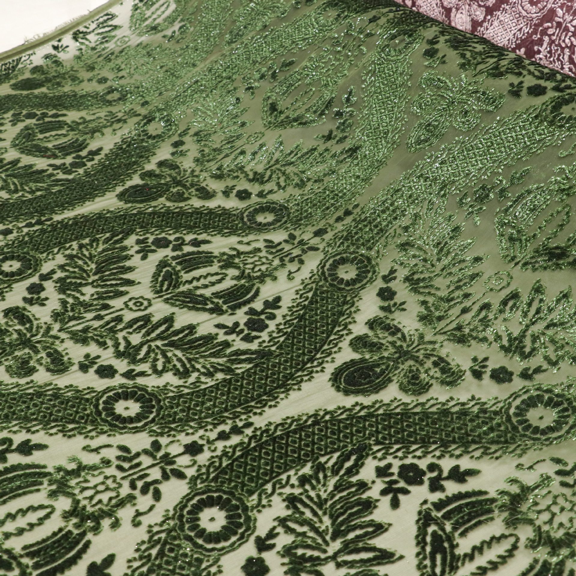 Picture of Manufacturer wholesale woven brocade viscous brocade polyester semi-bright silk rotten flower burnt velvet fabric nightdress cheongsam skirt fabric