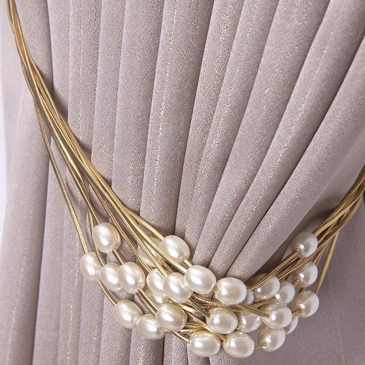 Curtain Tie Ornaments Tie Belt Rice Beaded High-end Light Luxury Pearl Window Decoration Accessories Buckle Tie Belt Factory Outlet