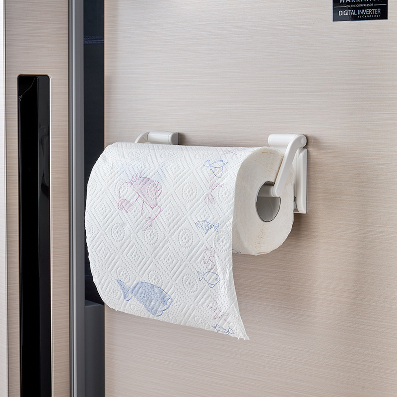 Picture of Japanese Kitchen Magnetic Tissue Rack Wall-Mounted Paper Roller Rack Punch-Free Refrigerator Side Preservation Bag Film Storage Rack