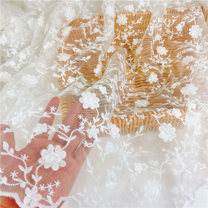 Water-Soluble Mesh Embroider Lace Fabric Water-Soluble Milk Silk Mesh Embroider Children's Dress Embroidered Fabric