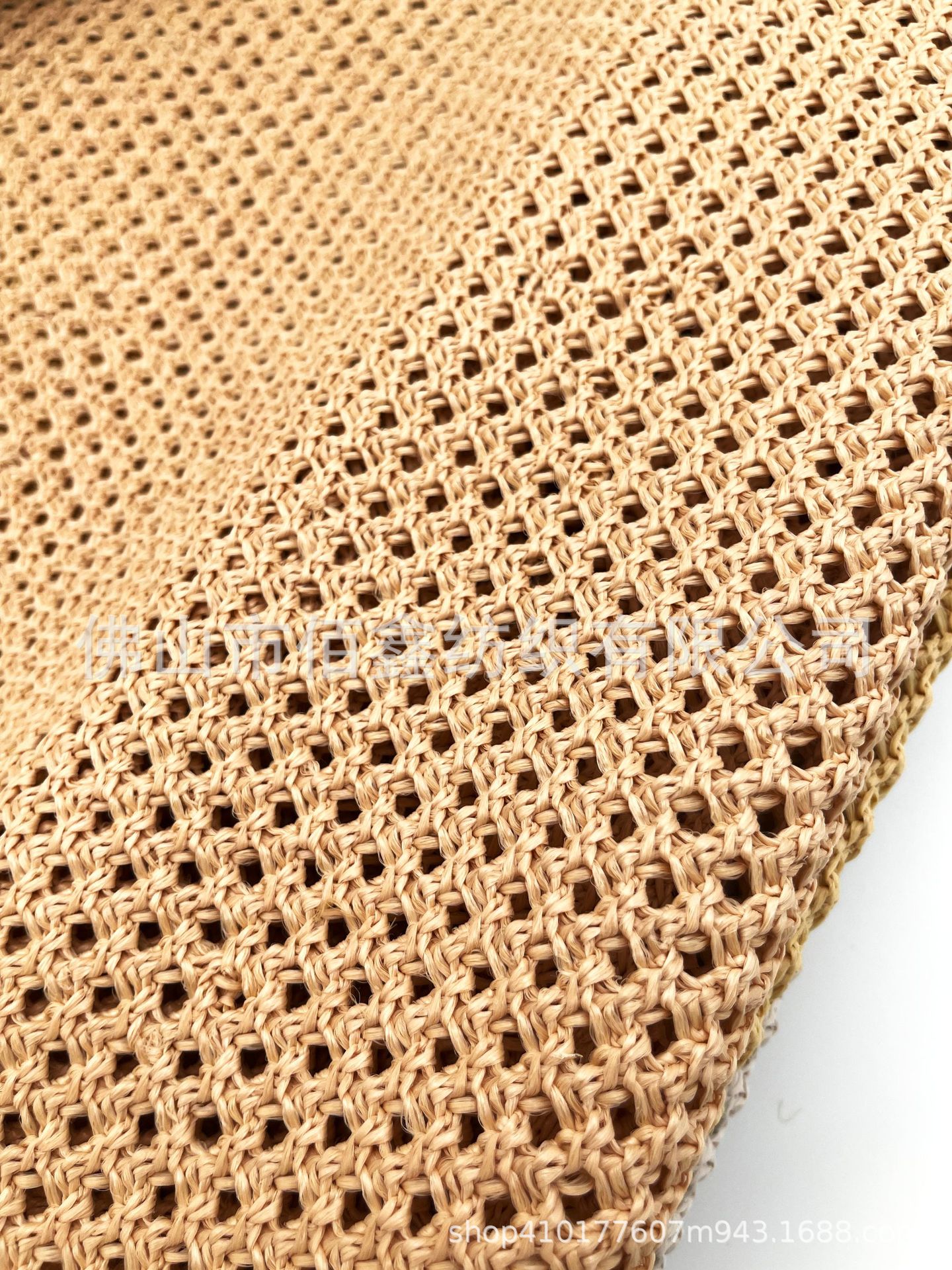 Picture of Crochet knitted pp mesh fabric woven cross hollow PE straw mat shoes and hat material luggage handbag decorative fabric handmade fabric