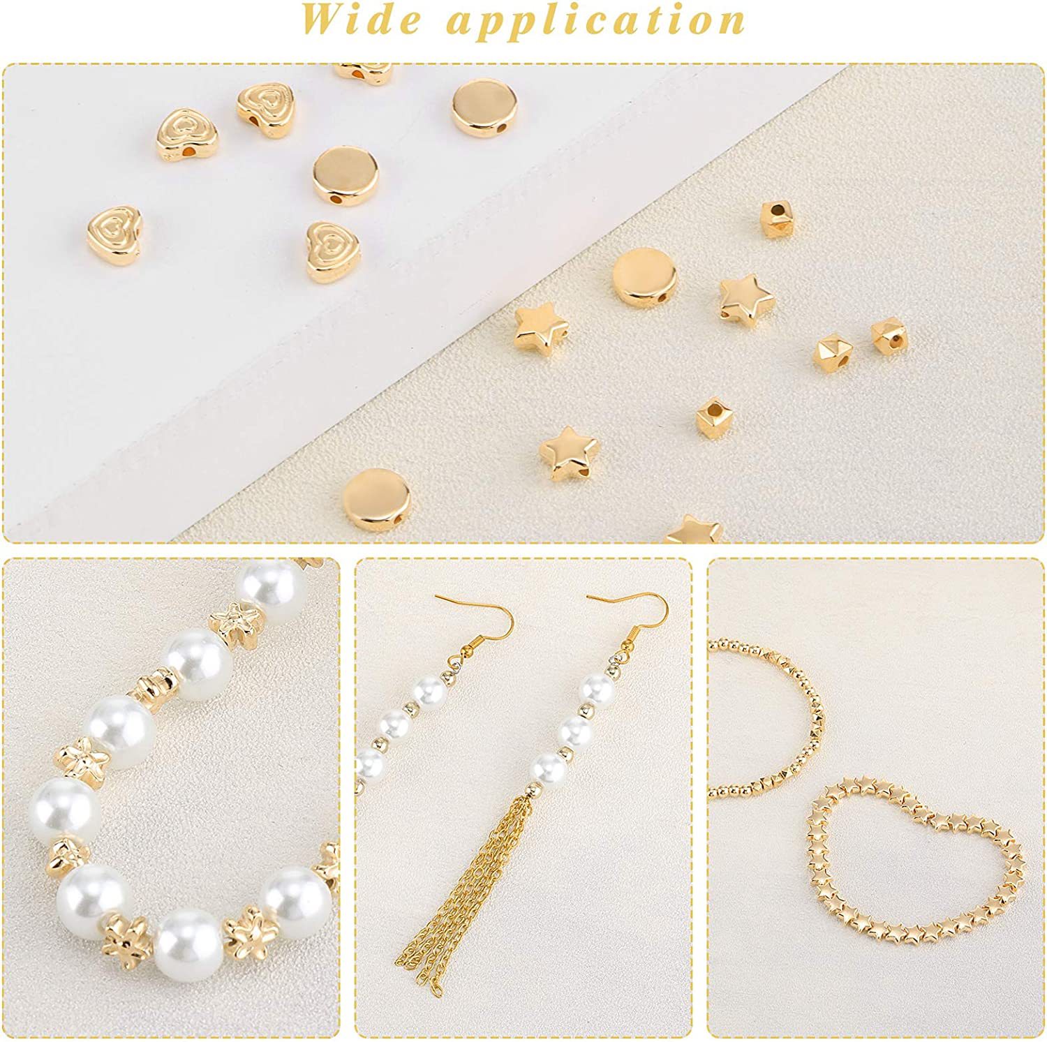 Picture of 1200 PCs spacer bead set star flower round bead slice flat round bead love loose beads beaded DIY jewelry