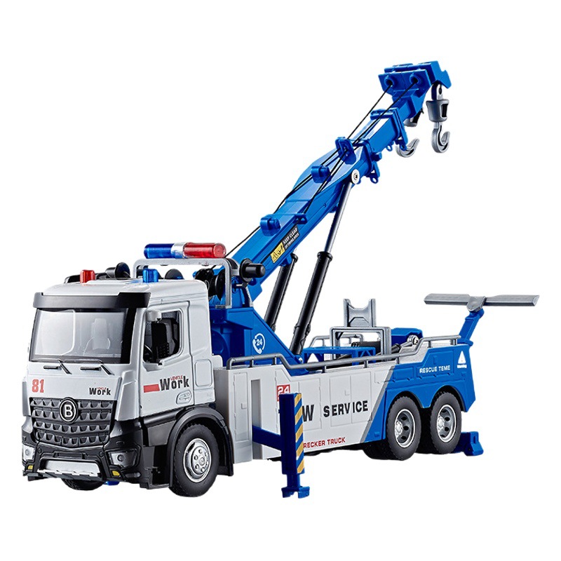 Jiadu large alloy double hook obstacle clearing rescue vehicle model trailer obstacle clearing vehicle simulation car toy crane inertia