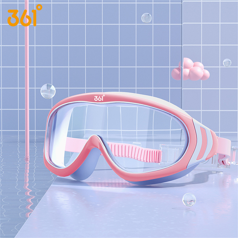 Picture of 361 Kidsren's Swimming Goggles for Boys and Girls High-Definition Waterproof and Anti-Fog Large-Frame Swimming Goggles Professional Swimming Goggles Swimming Cap Swimming Set