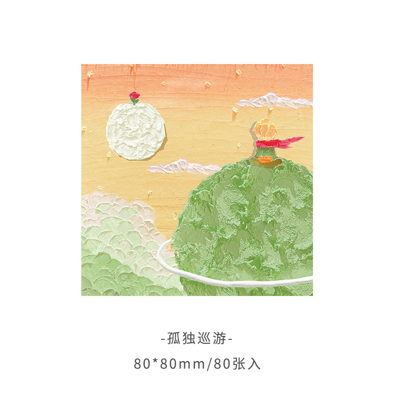 Picture of Korean version of ins landscape oil painting Three-dimensional Post-it notes high color value hand note paper sticky Japanese notepad