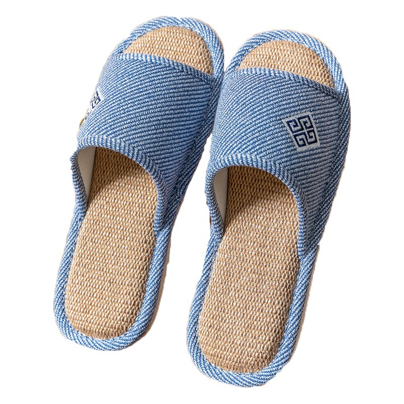 Linen Slippers Men's Home Thick Bottom Household Indoor Four Seasons Non-Slip Soft Bottom Cotton Linen Cloth Slippers Women's Spring Autumn and Summer