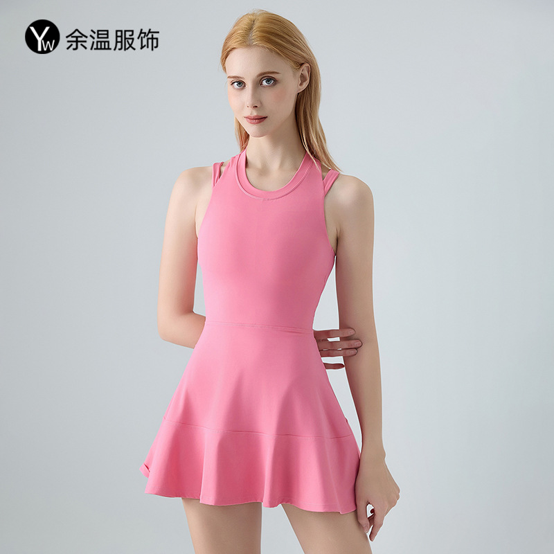 Tennis dress Quick-drying Suit Women's Running Badminton Summer Yoga All-in-one Suit suit Fitness Sleeveless