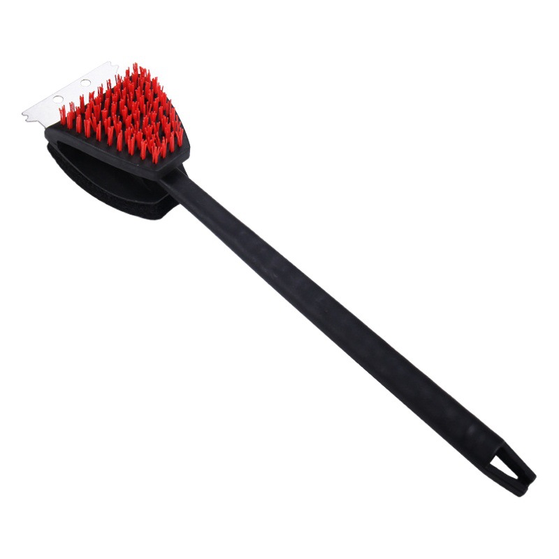 Outdoor Barbecue Cleaning Brush Barbecue Net Oven Rack to Remove Oil Stains Long Handle Double-Headed Nylon Scouring Pad Cleaning Shovel Tool
