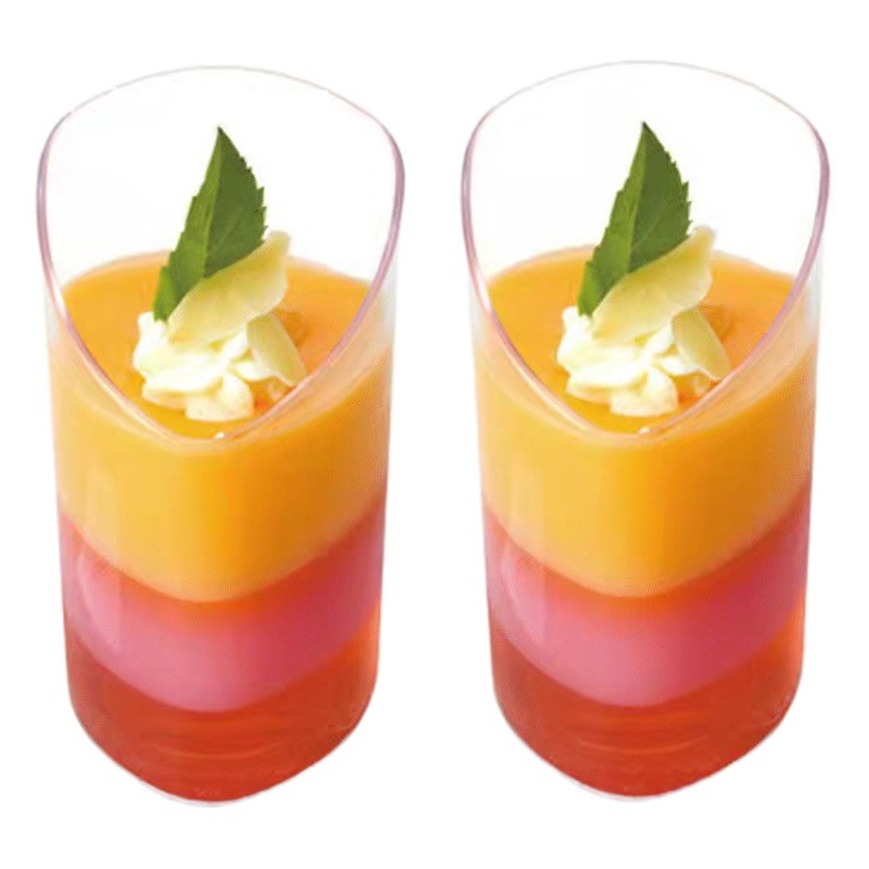 80ml Mini Oblique Mouth Mousse Pudding Wood Pulp Jelly Hard Plastic Cup Dessert Table Transparent Mousse Cup Jelly Cup