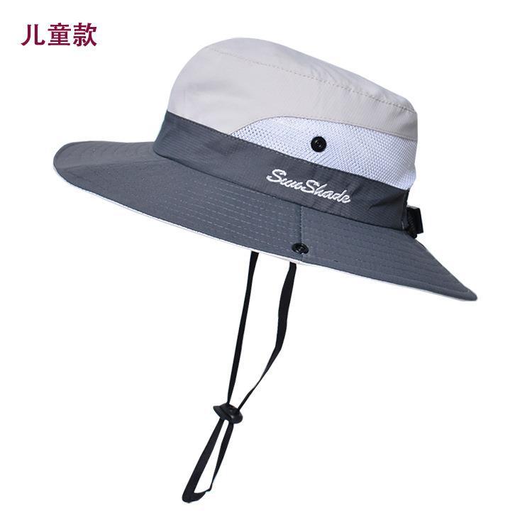 Picture of Cross-Border Summer Women's Outdoor Sun Hat Ponytail Hole Fisherman Hat Sun Protection Sun Hat Breathable Mountaineering Hat Parent-Child Style