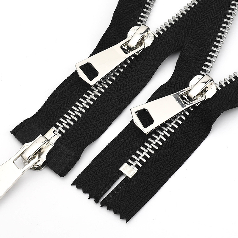 Spot No.8 Double Head Double Zipper Down Jacket Coat Metal Aluminum Y Teeth Black White Lock Head