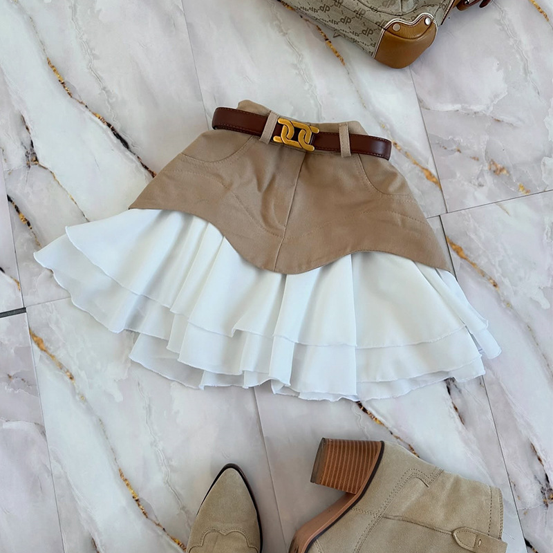 European and American Cross-Border Women's Clothing 2025 Summer New Ruffled Cake Skirt Petite Short Skirt High Waist Skirt