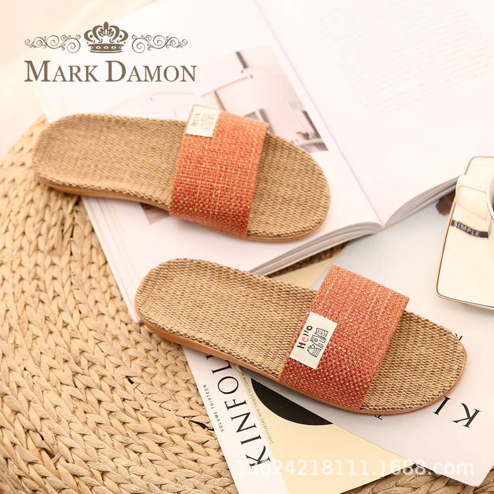 Linen Slippers for Men, Spring and Autumn Indoor Non-Slip, Silent, Odor-Resistant, All-Season Cotton and Linen Home Slippers for Women, Comfortable