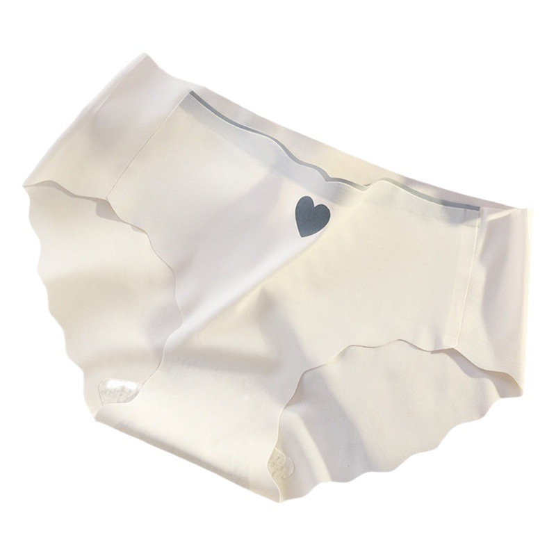Seamless Underwear Ice Silk Love Underwear Women's Japanese-style Mid-waist Large Size Thin Naked Breathable Sexy Girls' Briefs