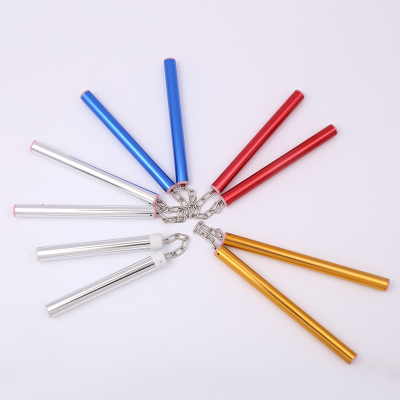 Picture of Flat head aluminum alloy nunchakus ribbon aluminum alloy nunchakus children training nunchakus performance nunchakus