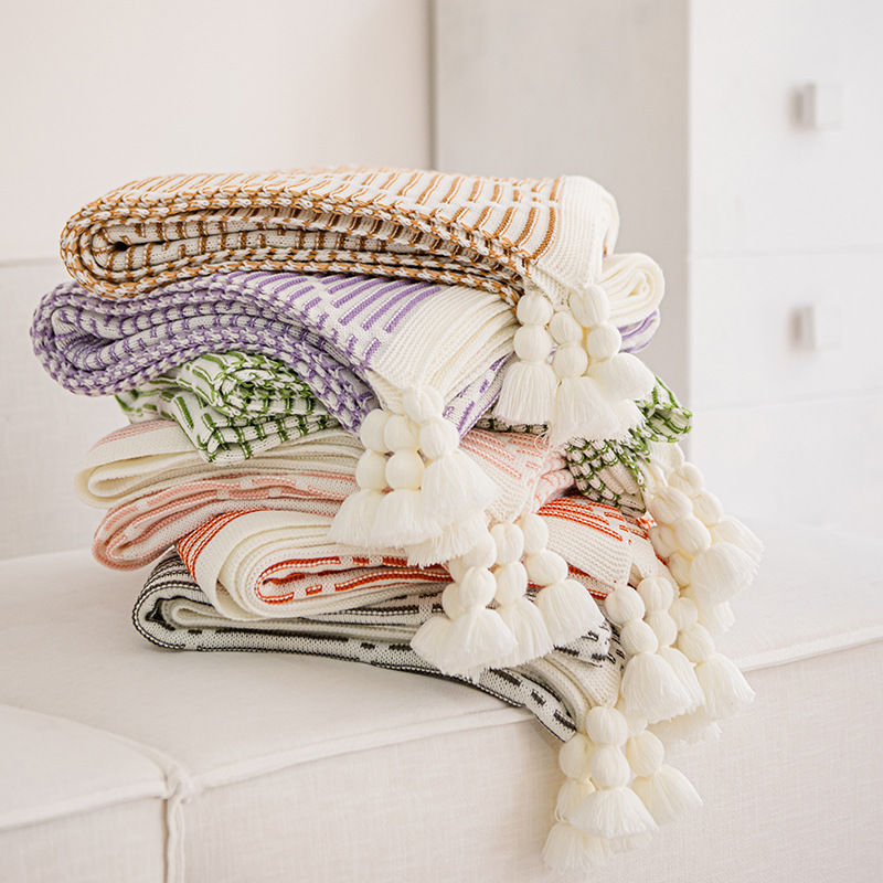 Ins Style Sofa Blanket Knitted Blanket Casual Blanket Nap Office Autumn and Winter Leg Nap Blanket Bed Cover Air Conditioning Blanket