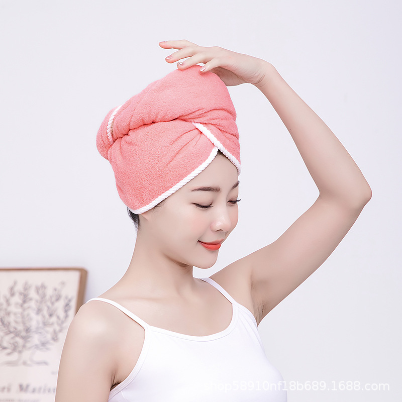 Picture of Two-color Double-layer Dry Hair Cap Coral Fleece Soft Water Absorbent No Hair Drop 2024 New Large Double-sided Wipe Headscarf